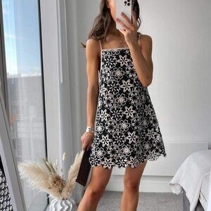 Zara Black and White Floral Mini Dress